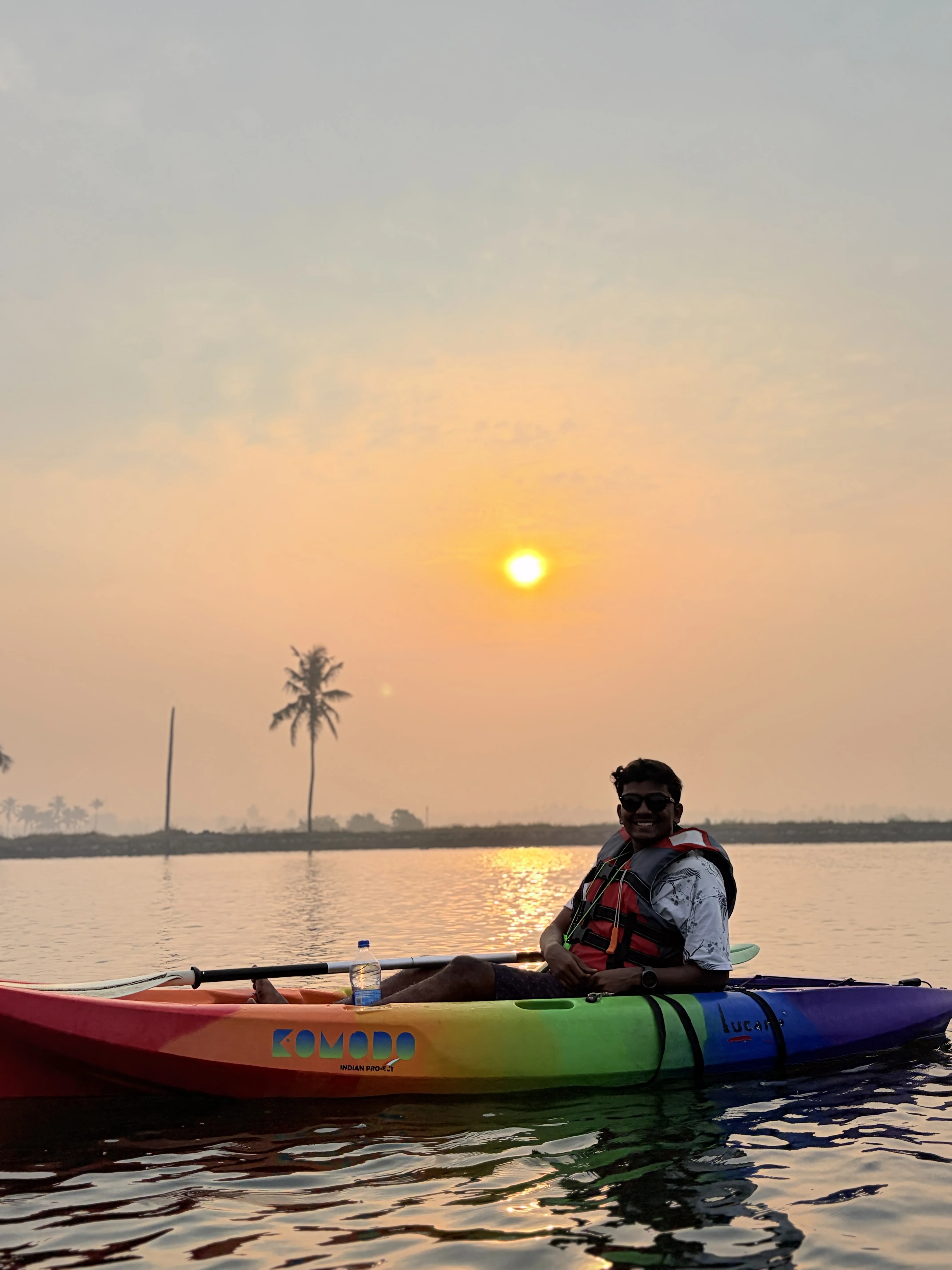 Sunset kayaking with Chinese fishing nets